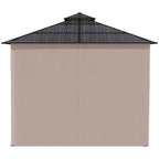 Outsunny 3 x 3 (m) Outdoor Polycarbonate Gazebo, Double Roof Hard Top Gazebo with Galvanised Steel Frame, Nettings & Curtains for Garden, Lawn, Patio and Deck, Khaki