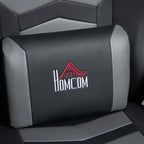 HOMCOM Small Leather Massage Recliner Chair with Ergonomic High Back Retractable Footrest Headrest Work Break Grey