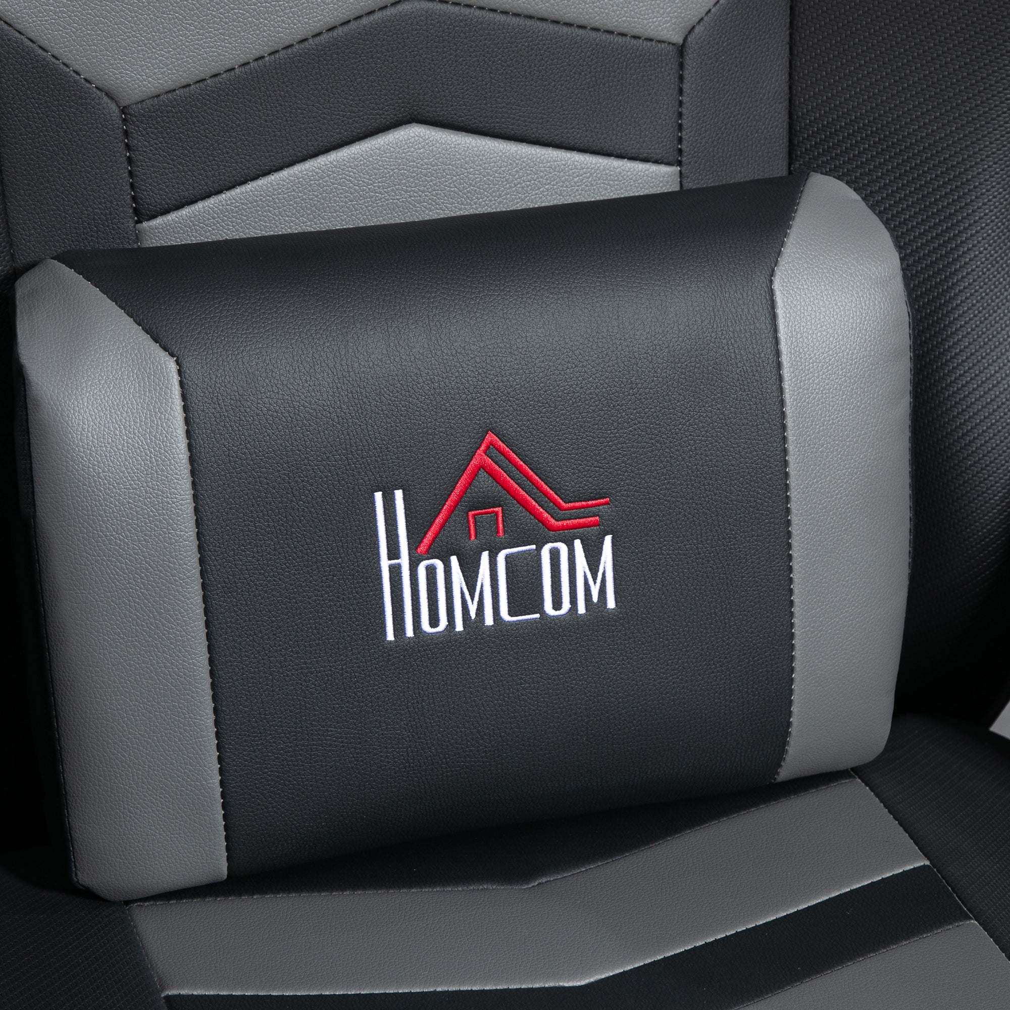 HOMCOM Small Leather Massage Recliner Chair with Ergonomic High Back Retractable Footrest Headrest Work Break Grey