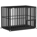 PawHut Heavy Duty Dog Crate, Dog Cage with Wheels for Medium Large Breeds with Removable Tray, Black