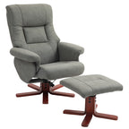 HOMCOM Faux Microfibre Leather Manual Recliner and Footstool Set - Grey