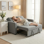 HOMCOM Double Sofa Bed Click Clack Sofa Bed Pull Out Bed with Adjustable Backrest for Living Room and Bedroom Grey