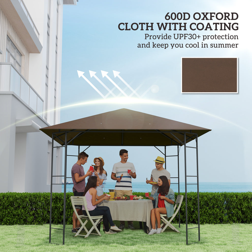 Outsunny 3 x 3(m) Gazebo Canopy Replacement Cover, Garden Gazebo Roof Replacement with Drain Holes, Water-resistant Plastic Coating, 370g/?, UPF30+, TOP COVER ONLY, Brown