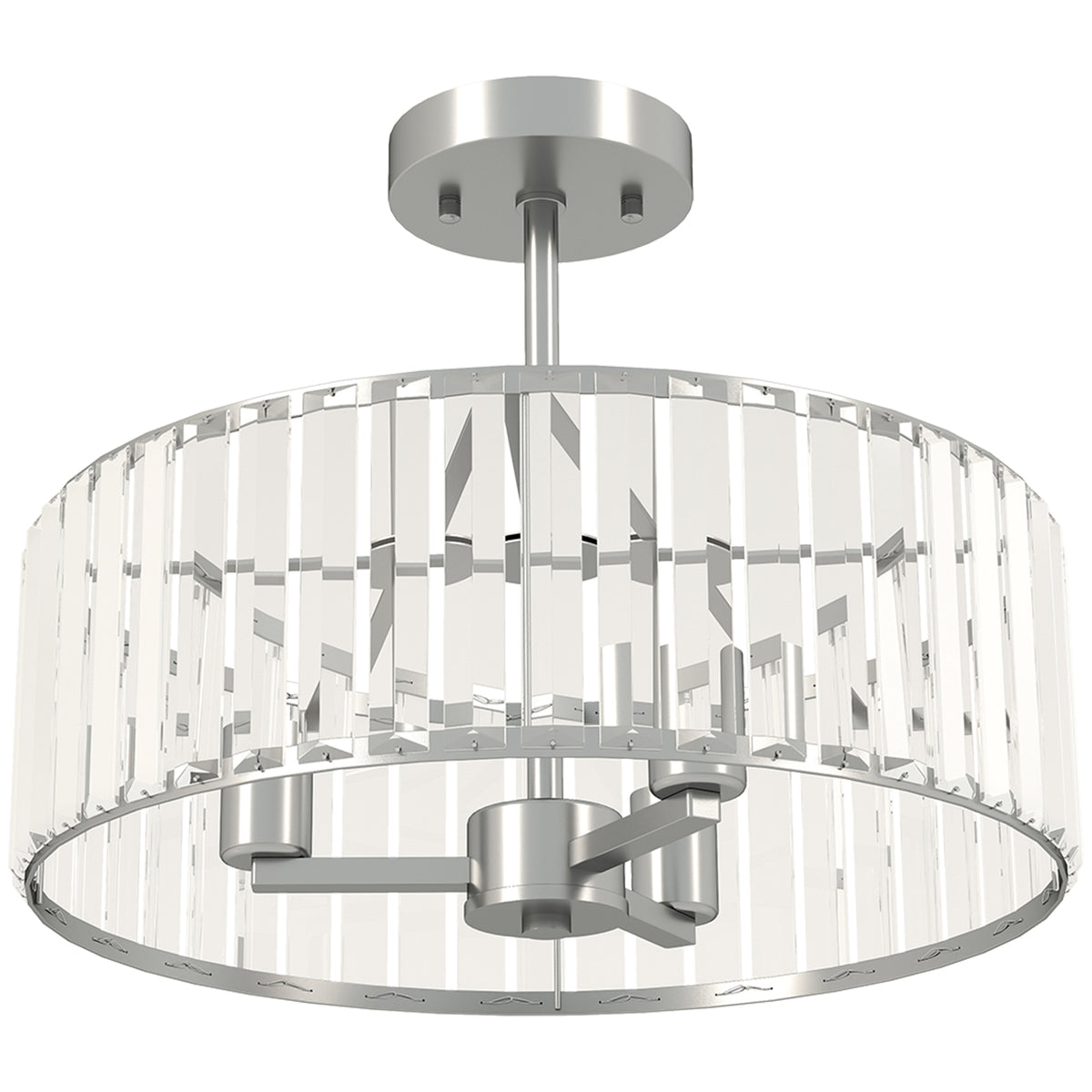 Crystal Ceiling Light Fixture, Semi Flush Mount Modern Crystal Chandelier Ceiling Light for Living Room, Bedroom, Hallway, Dining Room, E14 Base 3-Lights, Bulbs Not Included, Silver Tone
