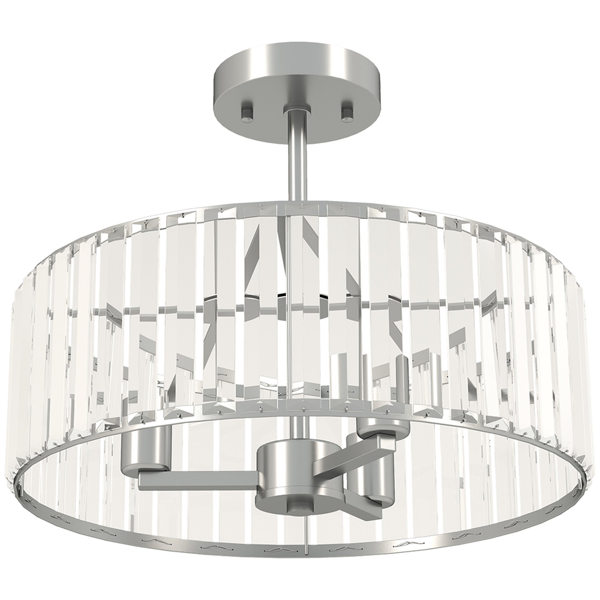 Crystal Ceiling Light Fixture, Semi Flush Mount Modern Crystal Chandelier Ceiling Light for Living Room, Bedroom, Hallway, Dining Room, E14 Base 3-Lights, Bulbs Not Included, Silver Tone