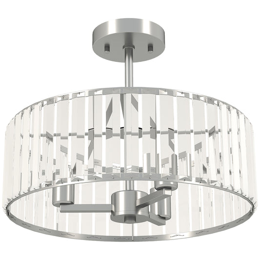 Crystal Ceiling Light Fixture, Semi Flush Mount Modern Crystal Chandelier Ceiling Light for Living Room, Bedroom, Hallway, Dining Room, E14 Base 3-Lights, Bulbs Not Included, Silver Tone