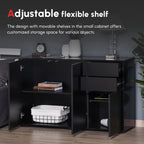 HOMCOM High Gloss Frame Sideboard, Push-Open Design with 2 Drawers for Living Room, Bedroom, 74H x 79W x 36Dcm, Black