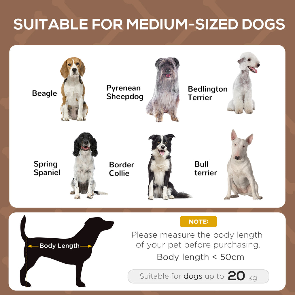 PawHut Outdoor Dog Bed with Removable Canopy, Portable Raised Dog Bed for Camping, Garden & Beach, Water-Resistant UV-Protection Mesh Pet Cot Sun Lounger, for Medium Pets, 76 x 61 x 73 cm, Brown