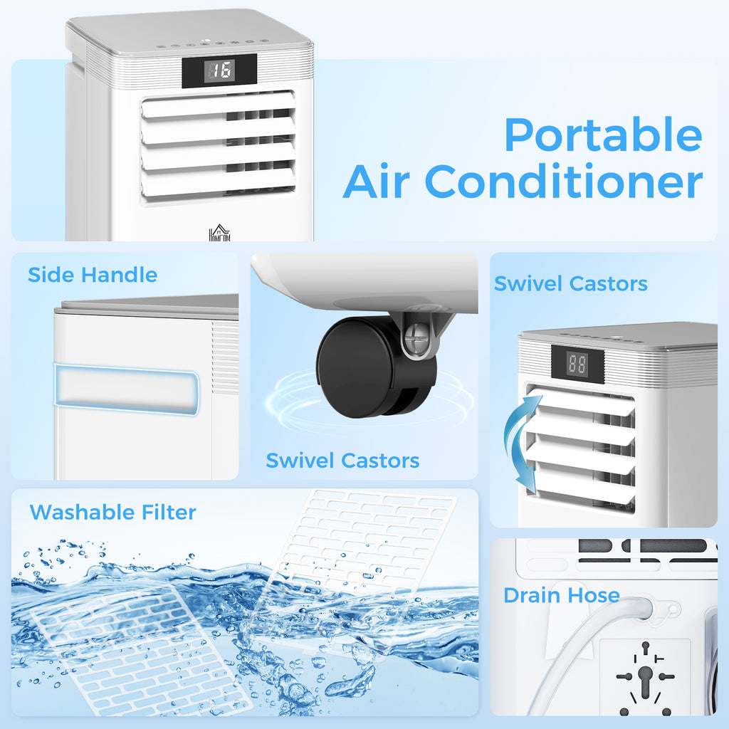 7000 BTU Air Conditioning Unit, 3-in-1 Portable Air Conditioner, Dehumidifier, Cooling Fan with Remote Control, LED Display, 2 Speeds, 24H Timer, Window Venting Kit, 15m²