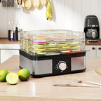 5 Tier Food Dehydrator, 245W Stainless Steel Food Dryer Machine with Adjustable Temperature for Drying Fruit, Meat, Vegetable, Jerky and Pet Treat, Black