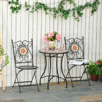Outsunny Three-Piece Mosaic Bistro Table Set - Multicoloured