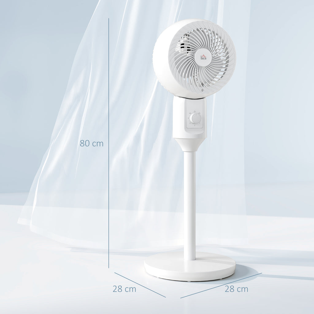 32" Pedestal Fan, 70° Oscillating 90° Vertical Tilt Air Circulator with 3 Speeds, Standing Fan for Home Office, Bedroom, White