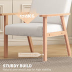 HOMCOM Modern Armchair, Linen Upholstered Accent Chair with Solid Wood Legs and Wide Seat, Padding Lounge Chair for Living Room Bedroom Office, Cream White