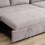 HOMCOM 3 Seater Sofa Bed, Pull Out Sofa Bed with Storage for Living Room, Light Grey