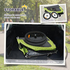 PawHut 2 in 1 Dog Bike Trailer, Foldable Pet Stroller, Dog Bicycle Trailer with Suspension, for Medium Dogs up to 20kg, Green