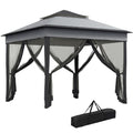 Outsunny 3 x 3(m) Pop Up Gazebo, Height Adjustable Instant Event Shelter with Netting and Carrying Bag, Grey