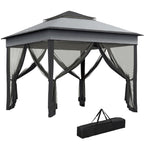 Outsunny 3 x 3(m) Pop Up Gazebo, Height Adjustable Instant Event Shelter with Netting and Carrying Bag, Grey