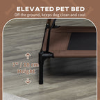 PawHut Outdoor Dog Bed with Removable Canopy, Portable Raised Dog Bed for Camping, Garden & Beach, Water-Resistant UV-Protection Mesh Pet Cot Sun Lounger, for Large Pets, 92 x 76 x 90 cm, Brown