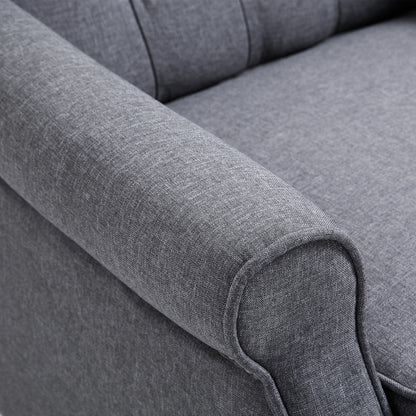Recliner Armchair, Vintage Reclining Chair with Nail Head Trim, Wingback Chair with Button Tufted Back and Footrest, for Living Room, Grey