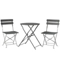 Outsunny Folding Garden Bistro Set, Outdoor Round Bistro Table and Chairs Set 2 with Electrophoresis Metal Frame, Grey