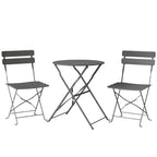 Outsunny Folding Garden Bistro Set, Outdoor Round Bistro Table and Chairs Set 2 with Electrophoresis Metal Frame, Grey