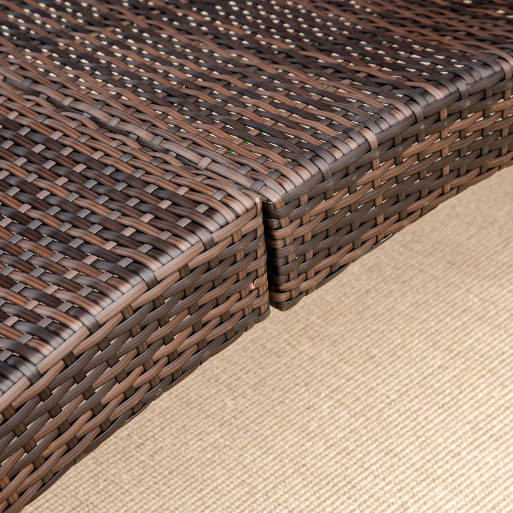 Outsunny Folding Sun Lounger, PE Rattan Garden Lounger Chair with Soft Padded Cushion, Ergonomic Curved Design Sun Bed for Balcony, Garden, Brown