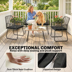 Outsunny 4 Piece Rattan Garden Furniture Set, Outdoor Patio Furniture with Loveseat, Armchairs and Coffee Table