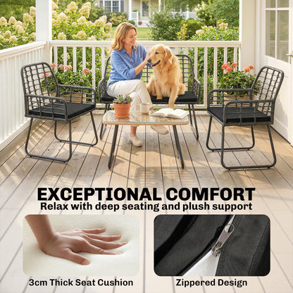 Outsunny 4 Piece Rattan Garden Furniture Set, Outdoor Patio Furniture with Loveseat, Armchairs and Coffee Table