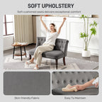 HOMCOM Velvet 2 Seater Sofa, Button Tufted Wingback Loveseat with Rubber Wood Legs for Living Room, Bedroom, Charcoal Grey