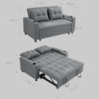 HOMCOM 2 Seater Sofa Bed Pull-Out Sofa Bed for Small Space - Charcoal Grey