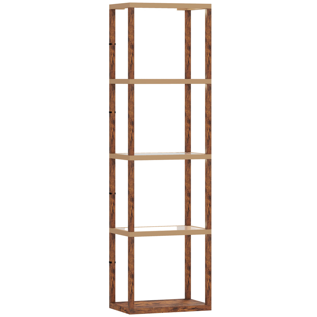 Four-Shelf Floor Lamp - Rustic Brown