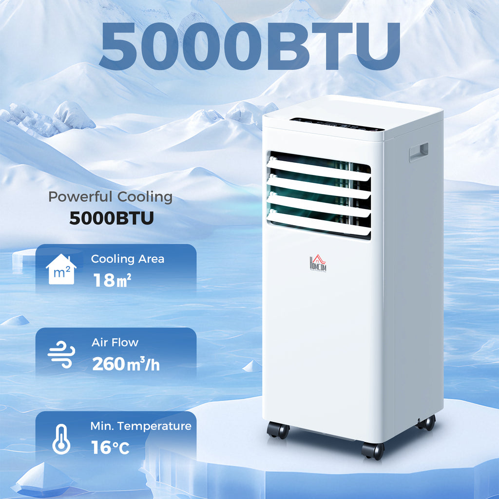 Portable Air Conditioner 5000 BTU, 4-in-1 Cooling, Dehumidifier, Fan, Sleep Mode, Air Conditioning Unit with Digital Display & Remote Control, 24H Timer, Window Venting Kit, for Room up to 18?
