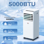 Portable Air Conditioner 5000 BTU, 4-in-1 Cooling, Dehumidifier, Fan, Sleep Mode, Air Conditioning Unit with Digital Display & Remote Control, 24H Timer, Window Venting Kit, for Room up to 18?