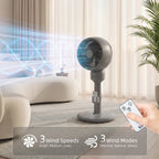 Air Circulator Fan Pedestal Cooling Fan with 3 Speed 3 Mode and Remote Control, 9 Inch, Grey