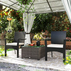 Outsunny 62 x 62cm Glass-Top Rattan Side Table - Dark Grey