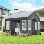 Outsunny 3 x 3 m Party Tent, Outdoor Canopy Tent Shelter with Removable Sidewalls, 4 Zipped Doors, for Parties, Wedding, Grey