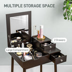 HOMCOM Dressing Table with Flip-up Mirror, Makeup Desk with 2 Drawers and Pine Wood Legs, Vanity Table Writing Desk for Bedroom Living Room, Black