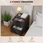HOMCOM Chest of Drawers, Dresser with 2 Fabric Drawers and Aluminium Handles - Black
