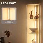LED Floor Lamp with Shelves, Dimmable Standing Lamp with Foot Switch for Living Room, Bedroom, White