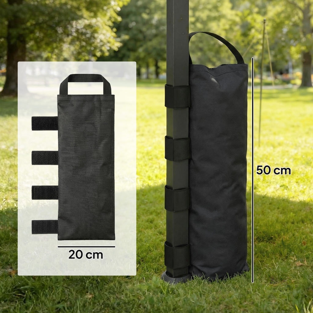 Outsunny 8 Pack Gazebo Sand Weights Bags, 40 kg 600D Heavy Duty Sand Bags Sandbags for Canopy Tent Legs, Without Sand, Black