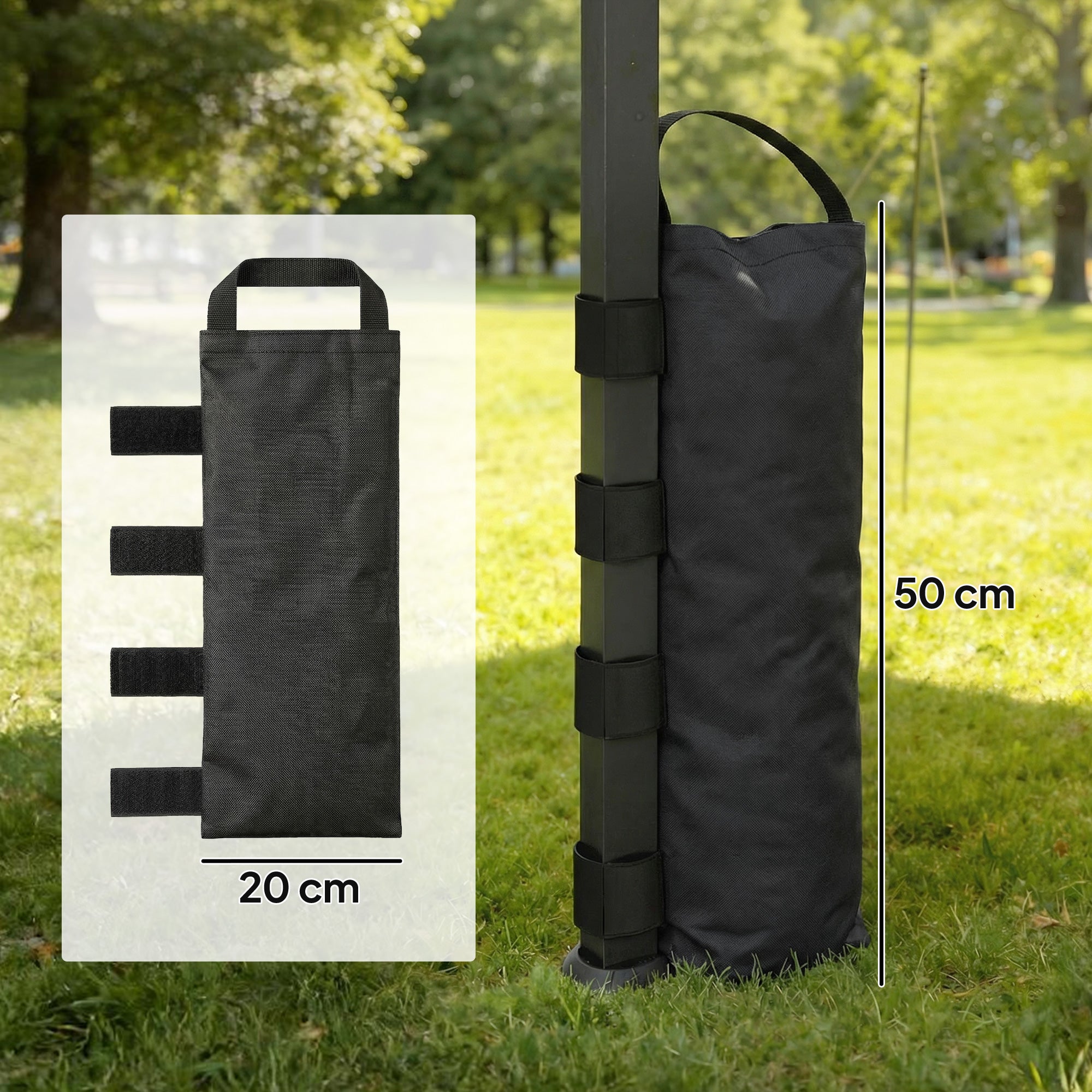Outsunny 8 Pack Gazebo Sand Weights Bags, 40 kg 600D Heavy Duty Sand Bags Sandbags for Canopy Tent Legs, Without Sand, Black