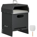 Outsunny 3 in 1 Outdoor Pizza Oven, Portable Wood Fired Pizza Maker with Handles, Stone and Peel