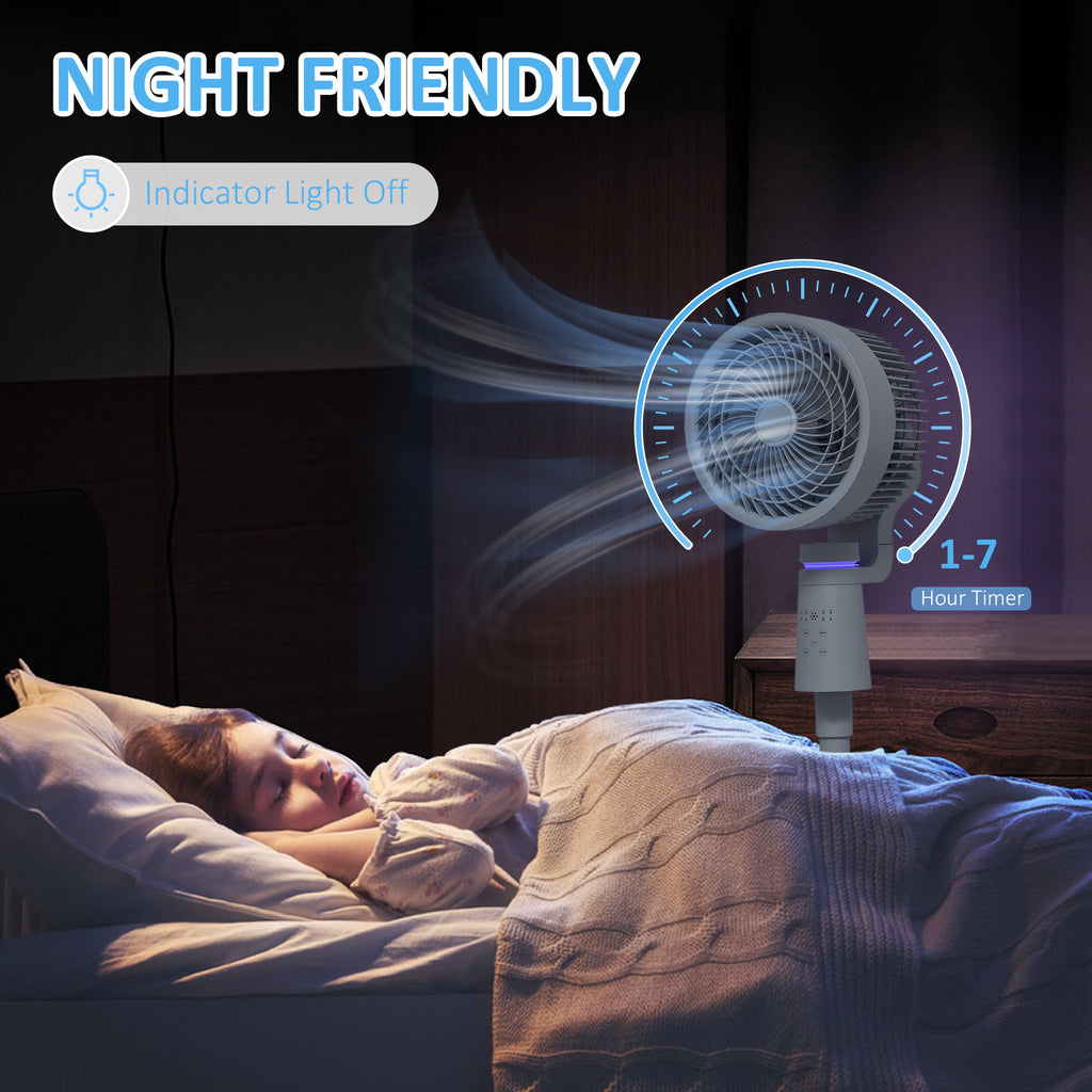 Pedestal Air Circulation Fan with Oscillating, Light Off, Grey