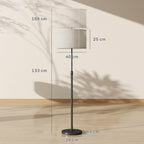 Floor Lamp with Remote, Height Adjustable Standing Lamp with Linen Shade, Dimmable with 3000K-6000K Adjustable Colour Temperatures, Foot Switch for Living Room Bedroom Office, Black