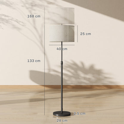 Floor Lamp with Remote, Height Adjustable Standing Lamp with Linen Shade, Dimmable with 3000K-6000K Adjustable Colour Temperatures, Foot Switch for Living Room Bedroom Office, Black