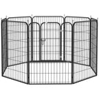 PawHut 8 Panels Heavy Duty Puppy Playpen, for Large, Medium Dogs, Indoor and Outdoor Use - Black