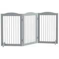 PawHut Foldable Dog Gate, Freestanding Pet Gate, with Two Support Feet, for Staircases, Hallways, Doorways - Grey