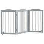 PawHut Foldable Dog Gate, Freestanding Pet Gate, with Two Support Feet, for Staircases, Hallways, Doorways - Grey