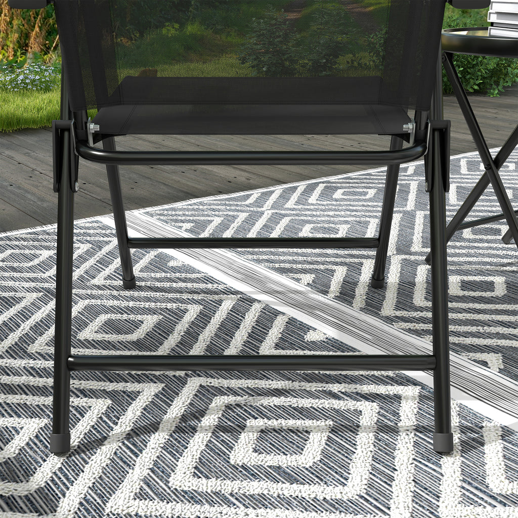 Outsunny Three-Piece Garden Seat Set, with Glass-Top Table - Black