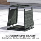 Outsunny Side Table 2-Tier Outdoor Coffee Table with Storage Shelf PS Wood Slat Top/Grey